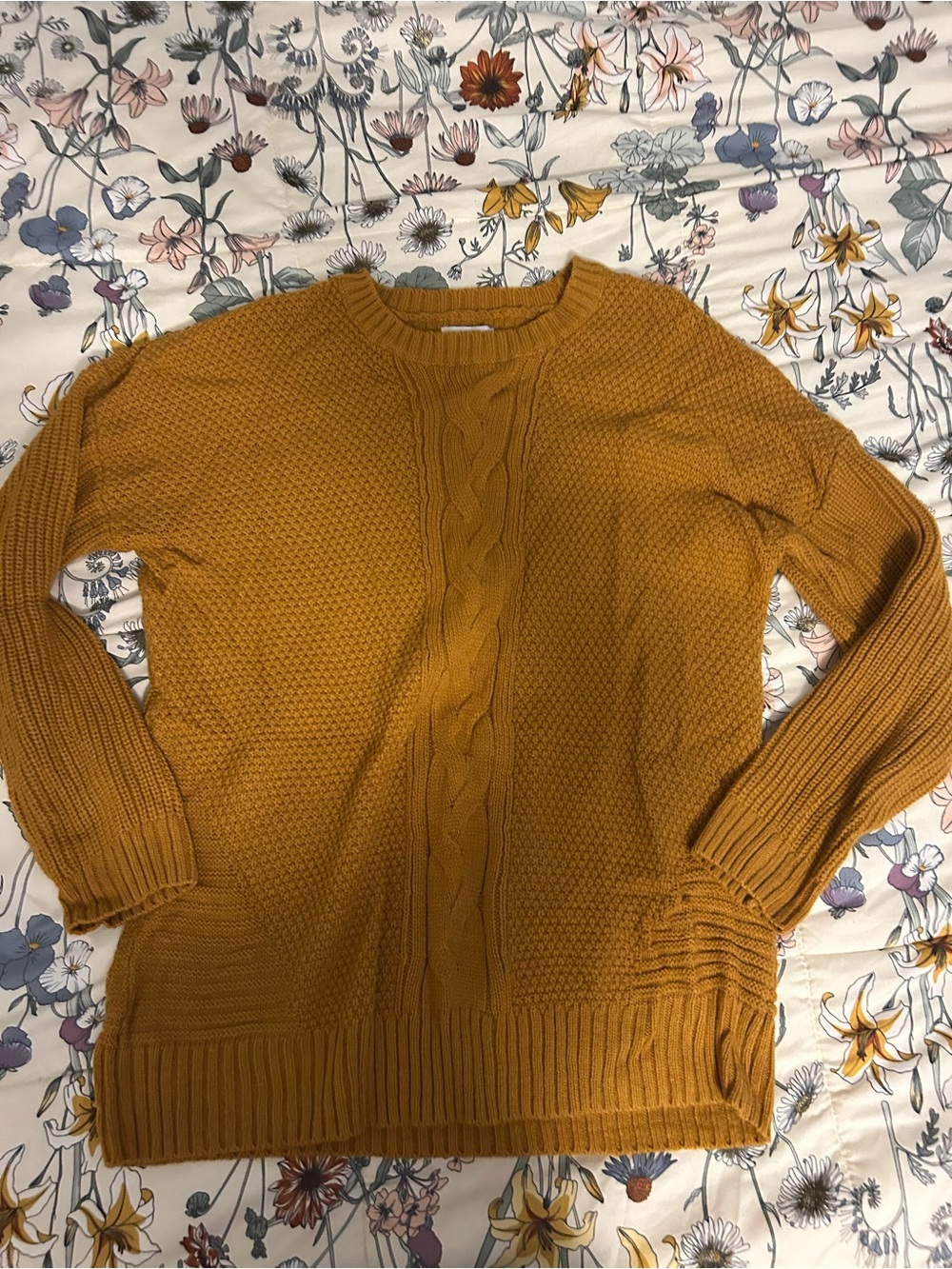 Arizona Jean Company Mustard Cable Crewneck Sweater